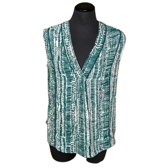 NWOT‎ Halogen Nordstrom Green Patterned Sleeveless Blouse XL - Picture 4 of 16